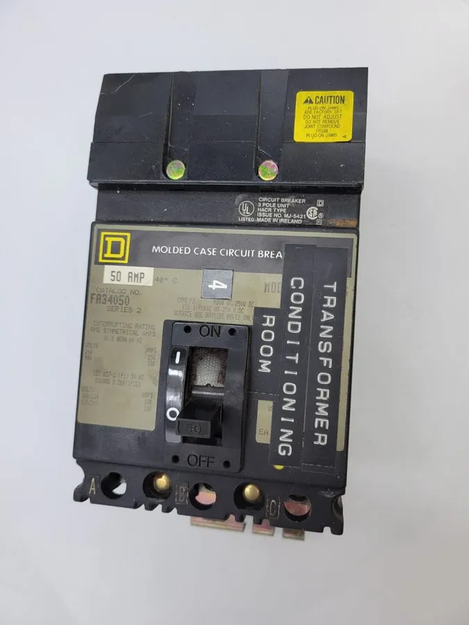 Автоматический выключатель Square D Circuit Breaker FA34050 50A 3-Pole 240/480V 