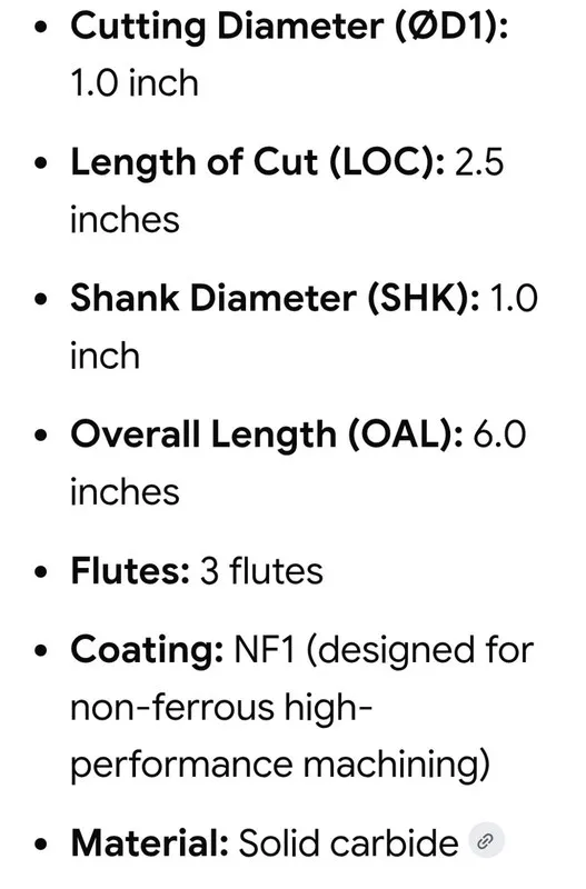Режущий инструмент GWO TOOL GROUP END MILL GWAL3100Z 101022 1" 3 FLUTE NF1 COATE — фото лота 2