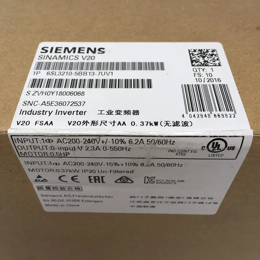 Частотный преобразователь SIEMENS SINAMICS V20 6SL3210-5BB13-7UV1 Variable Frequ