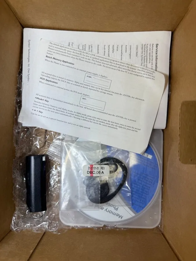 Сканер штрих-кода MOTOROLA/SYMBOL P370-ALR1211100FBR WIERLESS BARCODE SCANNER KI — фото лота 1