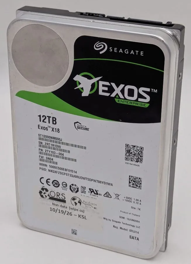 Жёсткий диск Seagate Exos X18 12TB ST12000NM000J Hard Drive SATA 7200RPM 3.5" SM