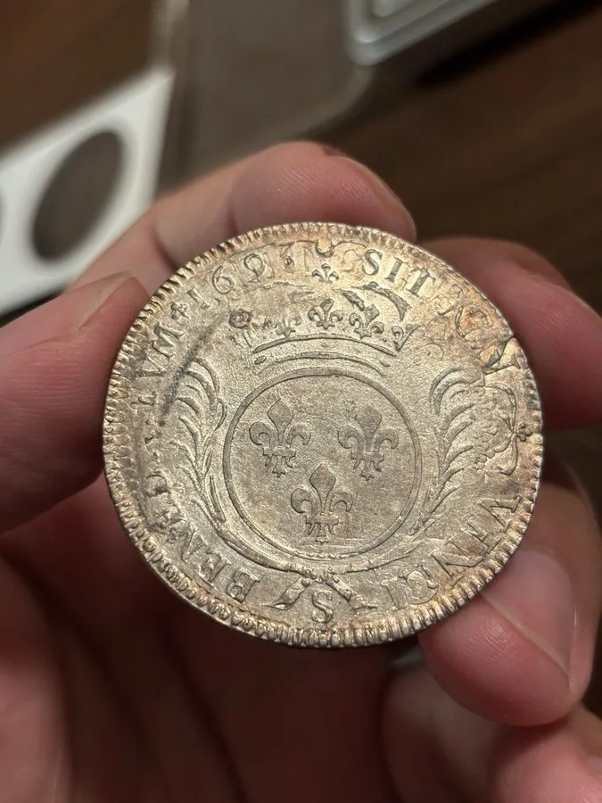 Лабораторный прибор 1691 France Silver Large ECU Louis XIV 27.13g — фото лота 1