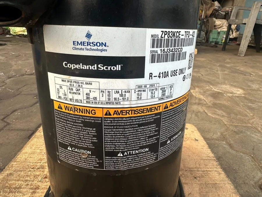 Компрессор EMERSON COPELAND SCROLL COMPRESSOR ZP83KCE-TFD-422 — фото лота 1