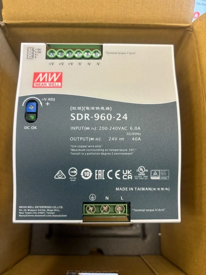 Блок питания MEAN WELL SDR SDR-960-24 DIN Rail Enclosed Power Supply 24VDC 40A 9