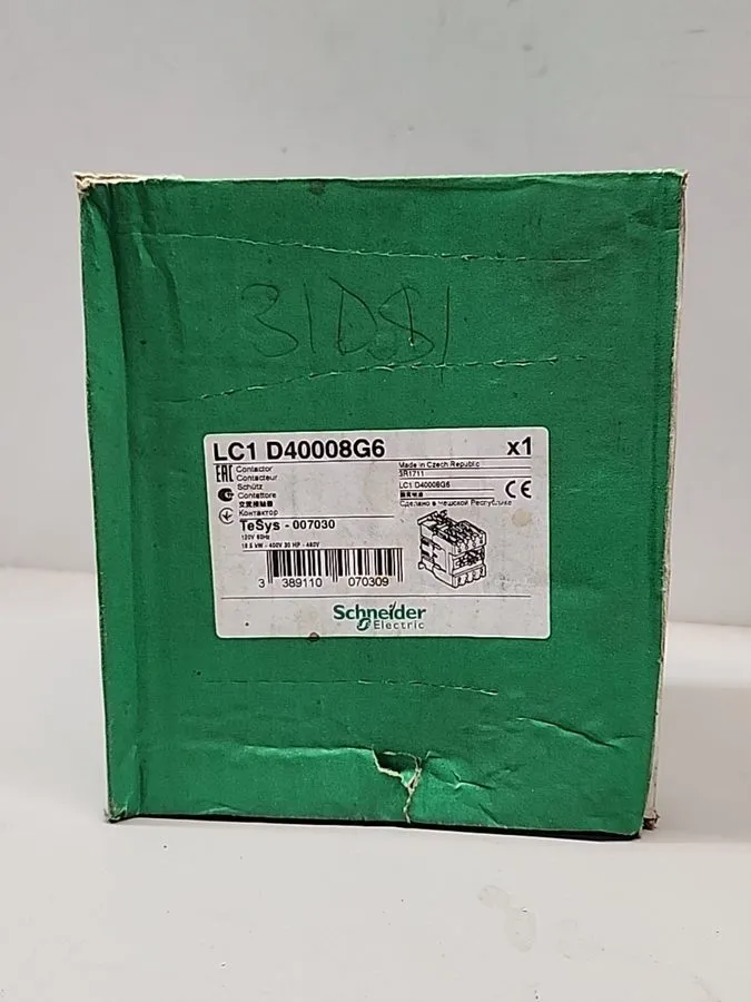 Контактор Schneider LC1D40008G6 TeSys Deca Contactor 60A 4-Pole 120VAC Coil
