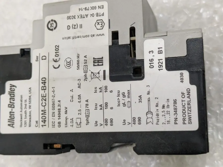 Автоматический выключатель Allen Bradley 140M-C2E-B40 Motor Protection Circuit B
