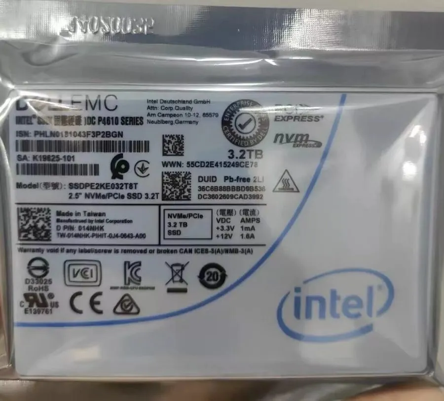 SSD-накопитель INTEL 3.2TB SSD U2 P4610 DELL EMC 02CN1T Solid State Drive SSDPE2