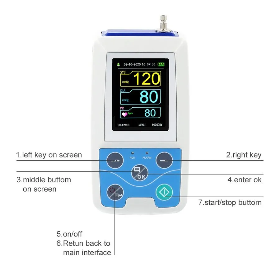 Электрокардиограф ABPM50 24HR Ambulatory Blood Pressure & ECG Holter Monitor wit — фото лота 2