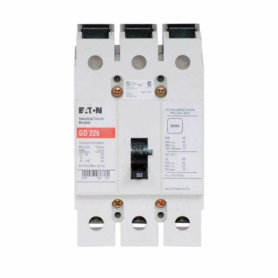 Автоматический выключатель Eaton Cutler Hammer GD3050 Circuit Breaker 50A 480V 1