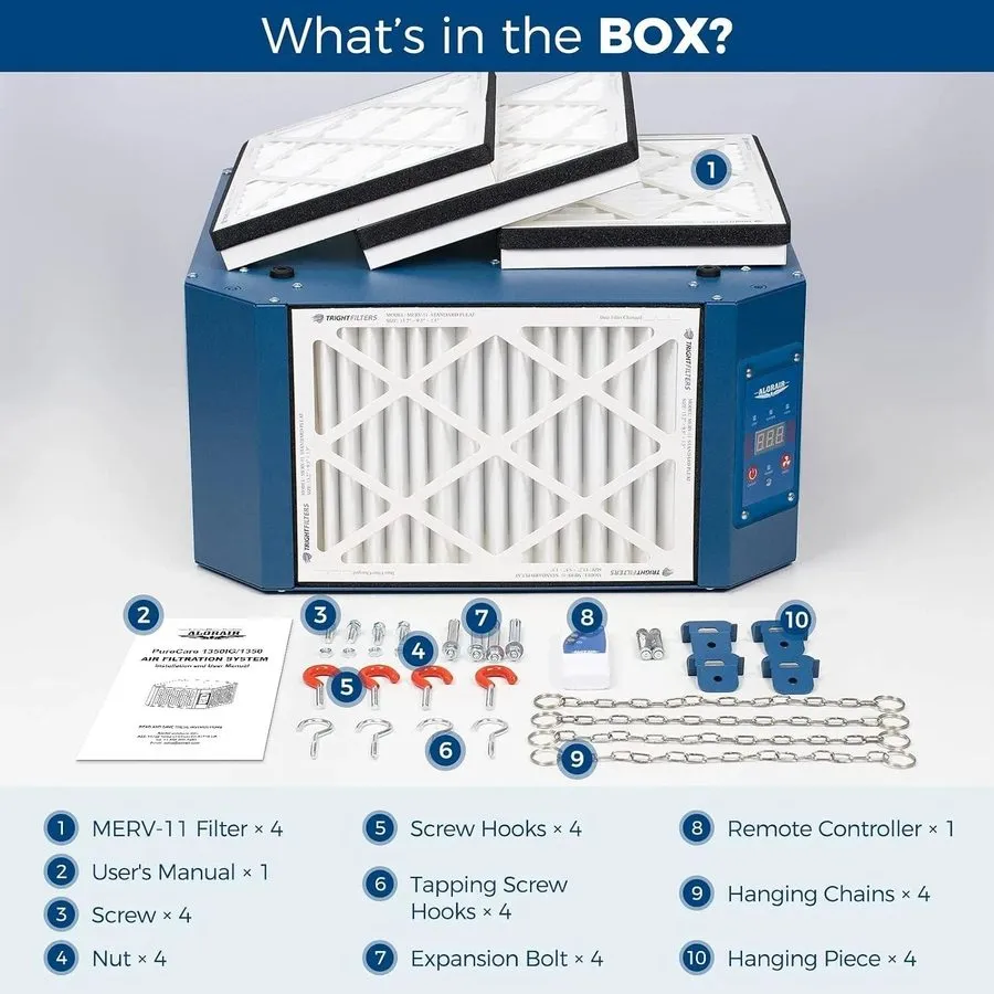 Вентилятор AlorAir 360° Intake Air Filtration System 1350CFM Woodwork Shop Dust 