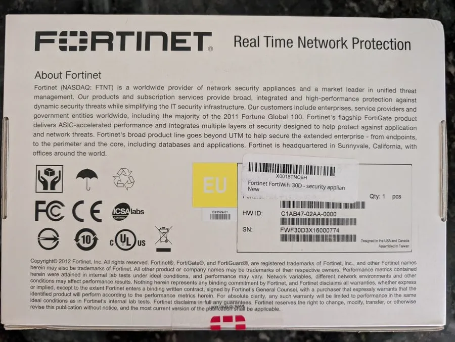 Межсетевой экран Fortinet FortiWiFi 30D Firewall Appliance FWF-30D, New/Sealed, — фото лота 1