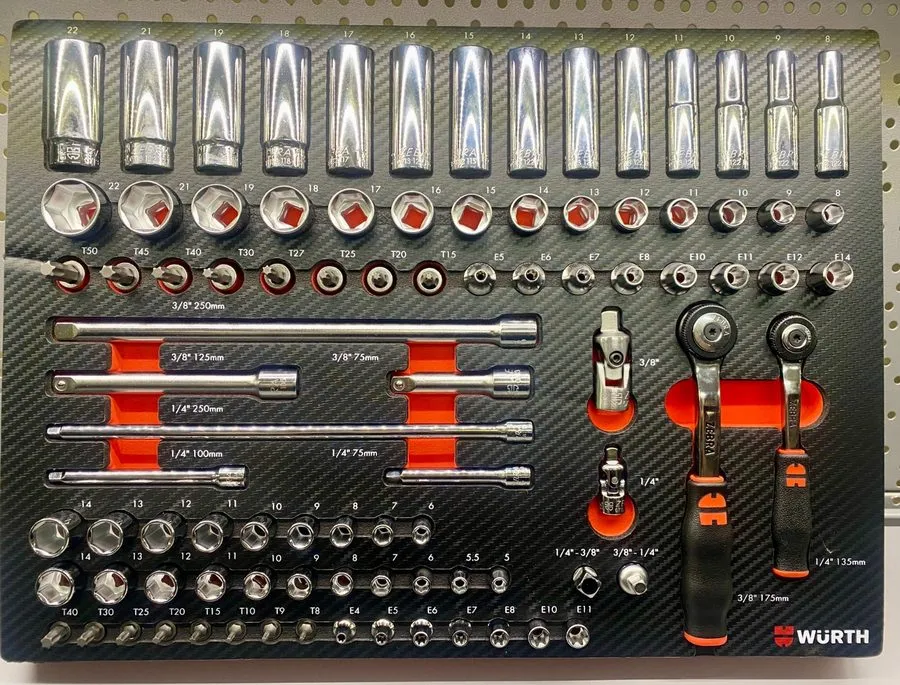Медицинское оборудование Würth Zebra socket set 1/4 + 3/8 workshop foam insert 0