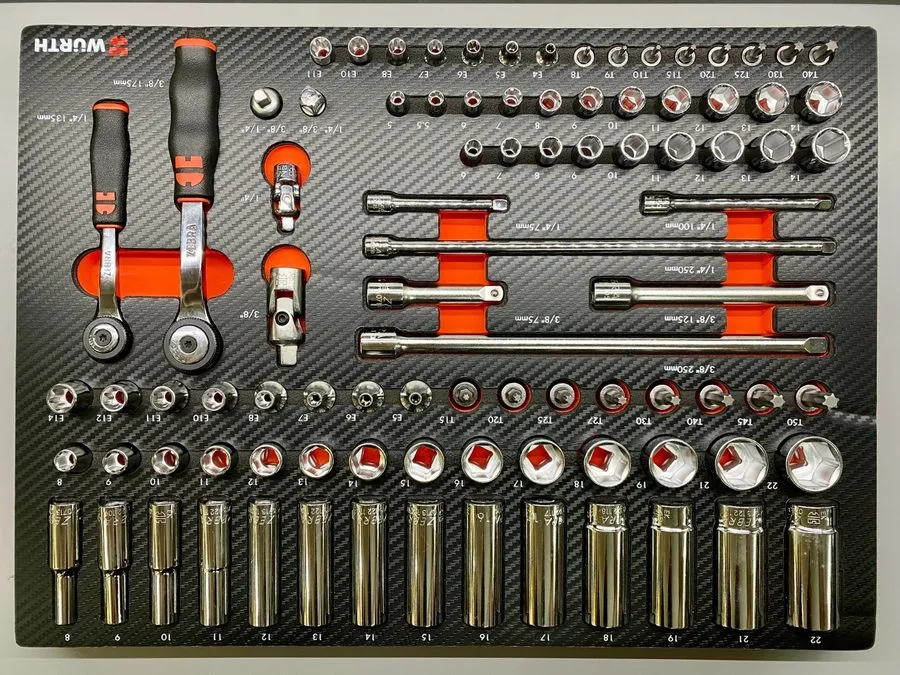 Медицинское оборудование Würth Zebra socket set 1/4 + 3/8 workshop foam insert 0 — фото лота 2