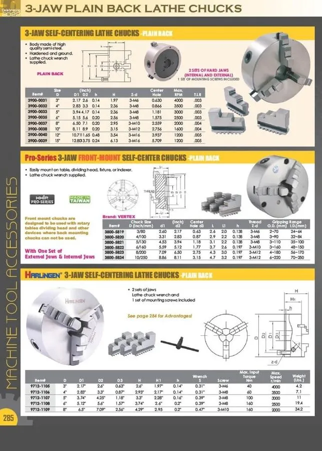Режущий инструмент 5C MOUNT 4" 3-JAW LATHE CHUCK (3900-4702)