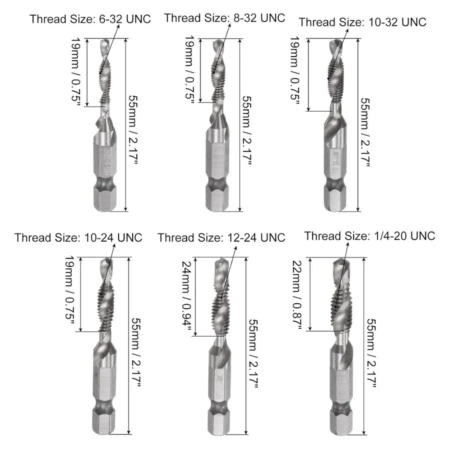 Режущий инструмент 6-32 8-32 10-3210-24 12-24 1/4-20 High Speed Steel Combinatio