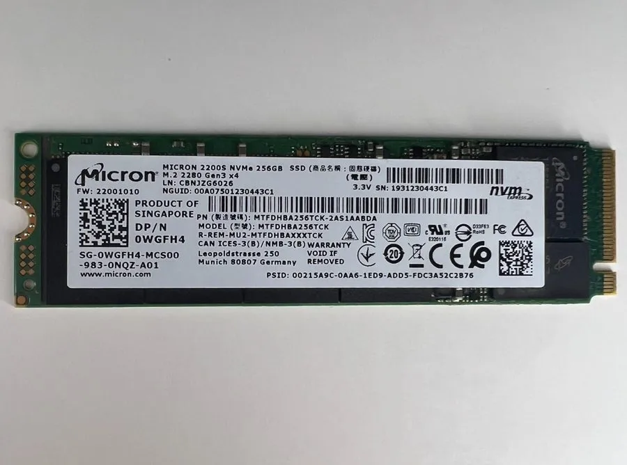 SSD-накопитель Micron 2200S 256GB M.2 2280 NVMe PCIe Gen3 x4 SSD MTFDHBA256TCK