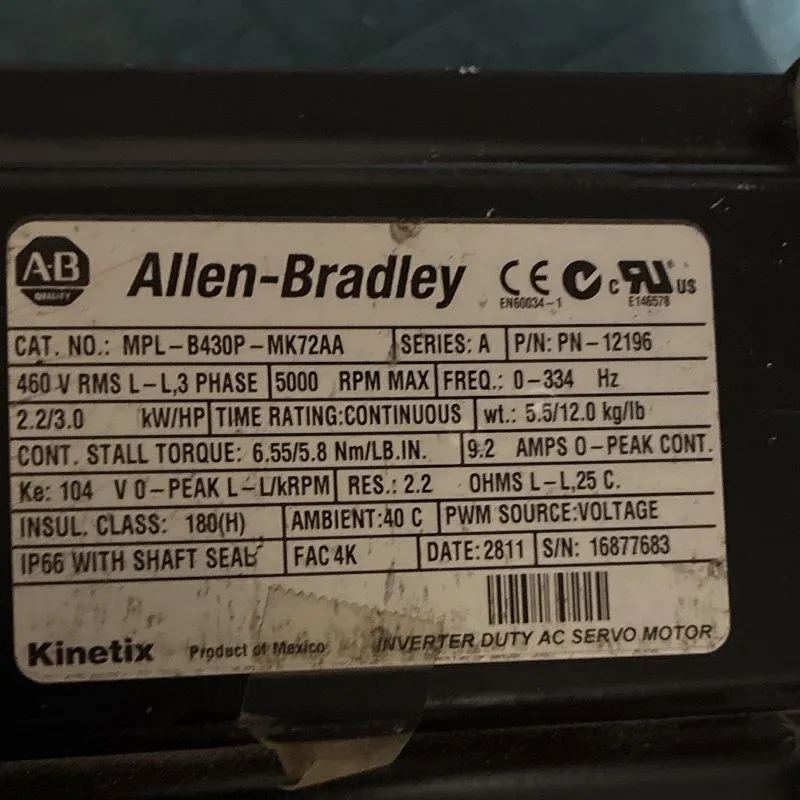 Серводвигатель Allen-Bradley MPL-B430P-MK72AA Servo Motor Spot stocks — фото лота 2