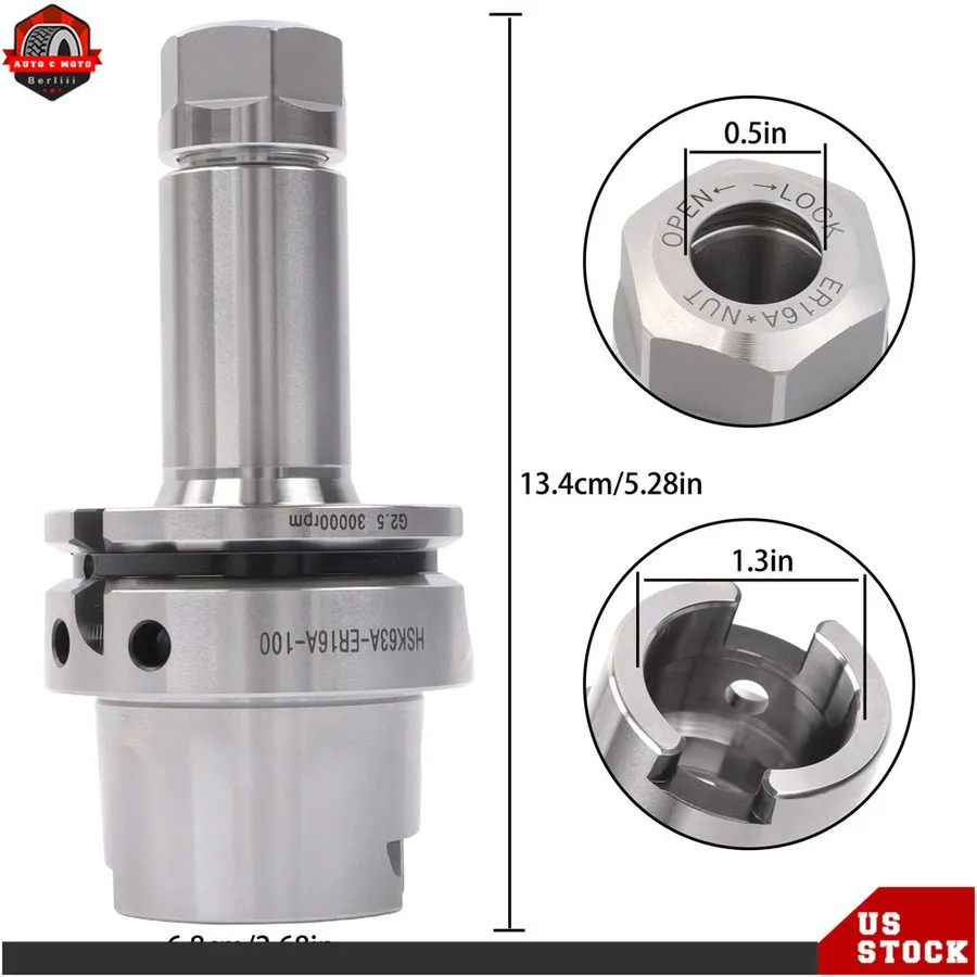 Режущий инструмент HSK63A-ER16A-100 Collet Chuck Tool Holder CNC Machine HSK 63A
