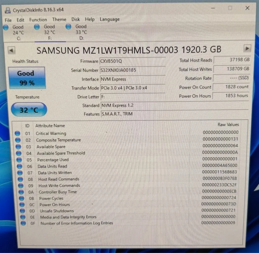 SSD-накопитель MZ-1LW1T90 Samsung PM963 Series 1.92TB NVME PCIe M.2 2210 SSD MZ1 — фото лота 2