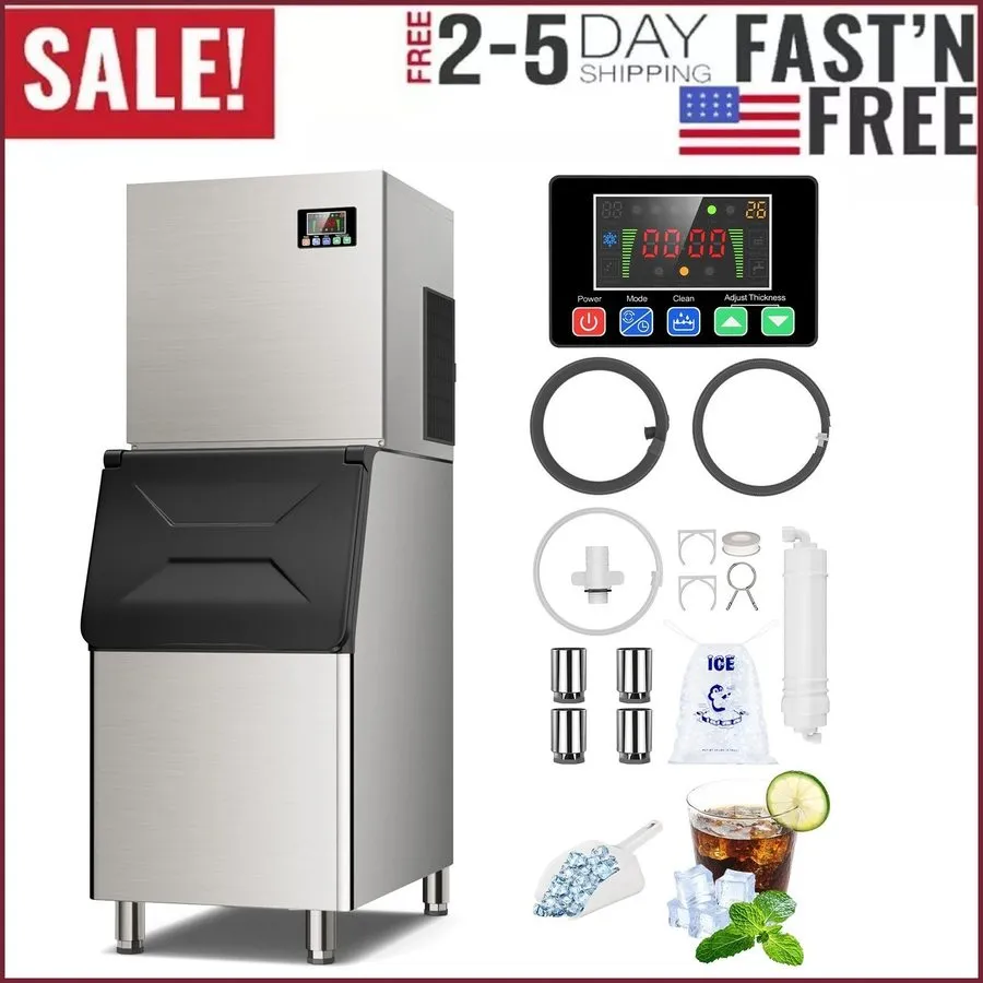 Льдогенератор Commercial Ice Machine 650LBS/24H with 400LBS Storage Bin, Industr