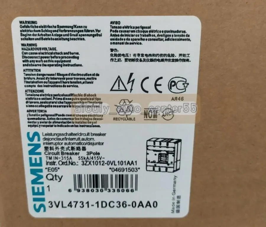 Автоматический выключатель Siemens 3VL4731-1DC36-0AA0 (3VL4740-1AA36-0AA0+3VL943