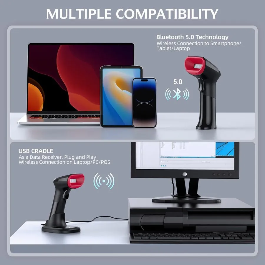 Сканер штрих-кода TEEMI TMSL-58CR 2D Bluetooth Barcode Scanner with USB Charging — фото лота 2