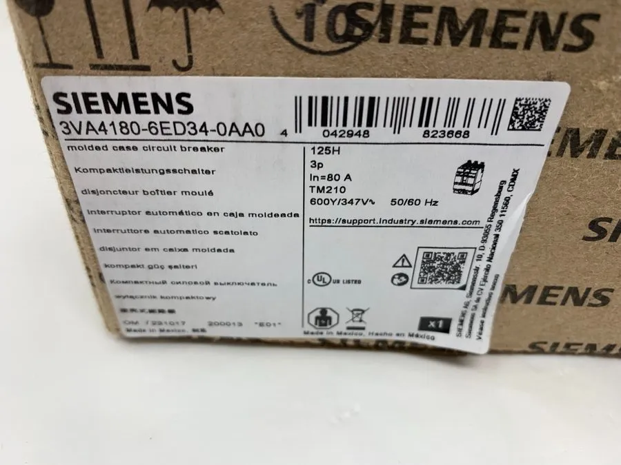 Автоматический выключатель SIEMENS 3VA4180-6ED34-0AA0 Molded Case Circuit Breake