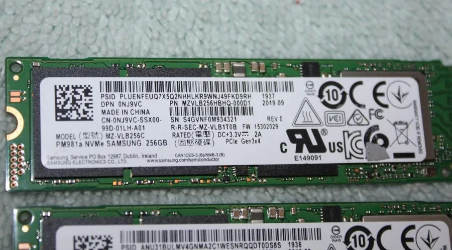 SSD-накопитель SAMSUNG PM981A PCIE NVME SSD SOLID STATE MZ-VLB256C 256GB 0NJ9VC