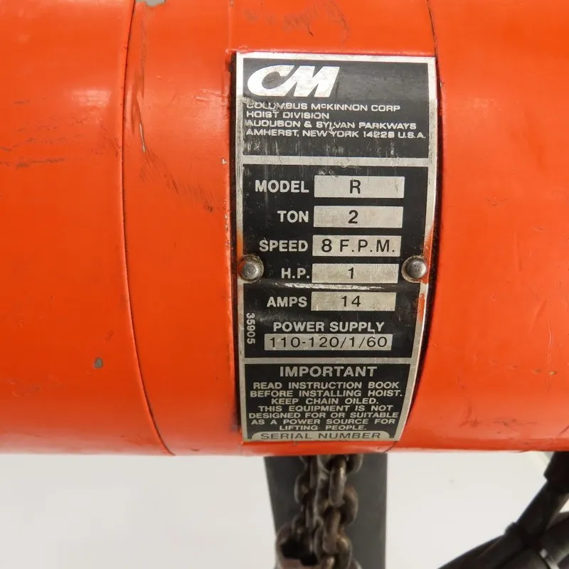 Таль CM Lodestar Model R 2 Ton 4000LB Electric Chain Hoist 8FPM 3Ph 230/460V 20'