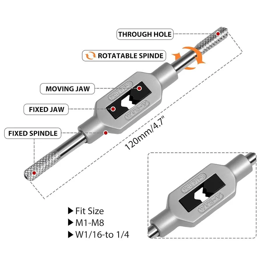 Режущий инструмент SMJXTOP Micro Metric Taps Bits Set with Tap Wrench,M1-M3.5 Mi