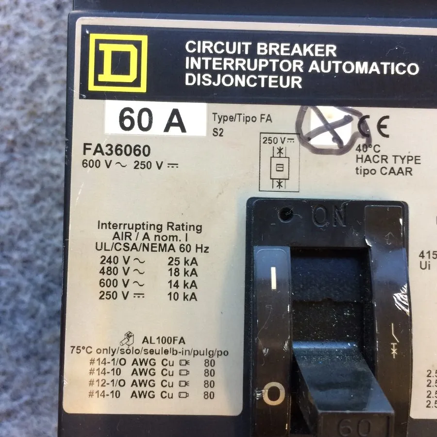 Автоматический выключатель Square D 60 Amp I-Line Circuit Breaker 3-Pole 480V AC