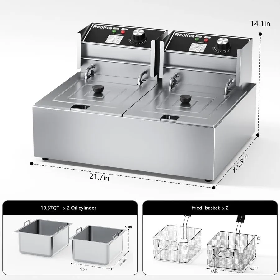 Фритюрница Commercial Deep Fryer with Basket 21QT/20L Stainless Steel Large Capa