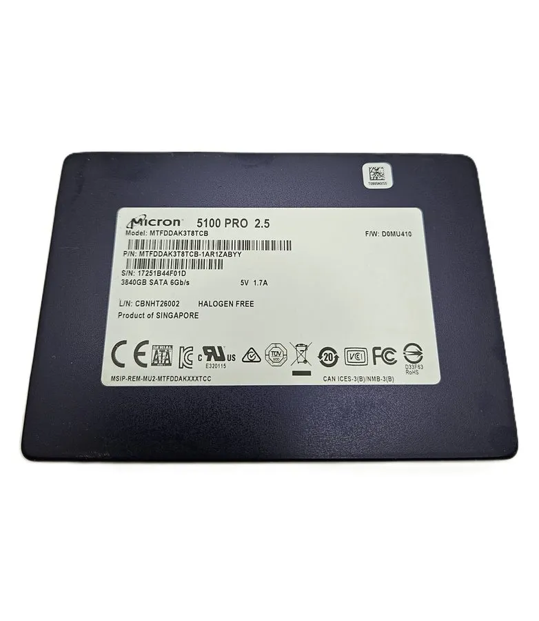 SSD-накопитель Micron 5100 PRO 3.84TB SATA 6Gbps SED 2.5in SSD MTFDDAK3T8TCB Y1J