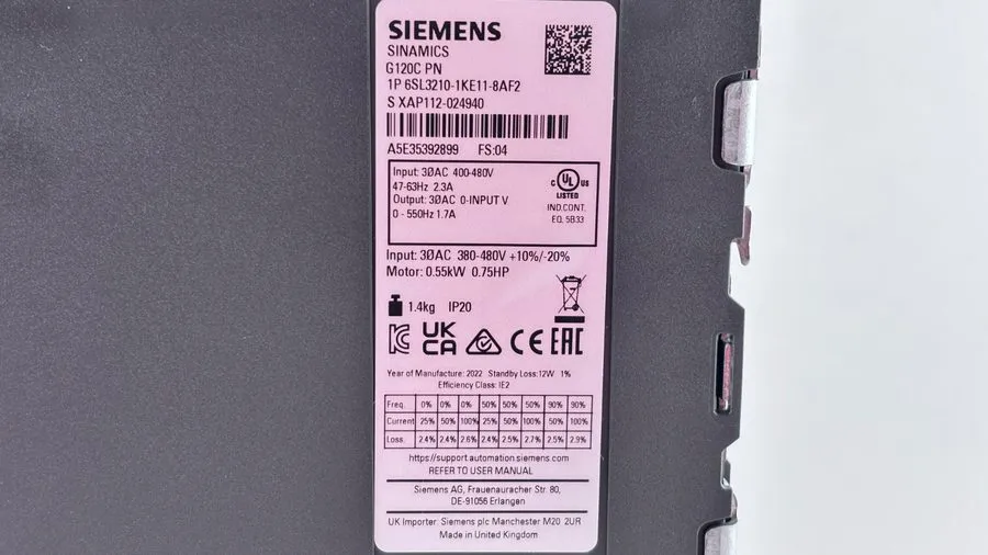 Привод Siemens 6SL3210-1KE11-8AF2 SINAMICS G120C PN Frequency Drive