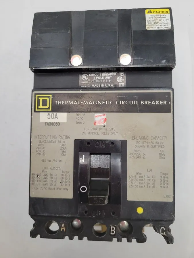 Автоматический выключатель Square D Circuit Breaker FA34050 50A 3-Pole 240/480V 