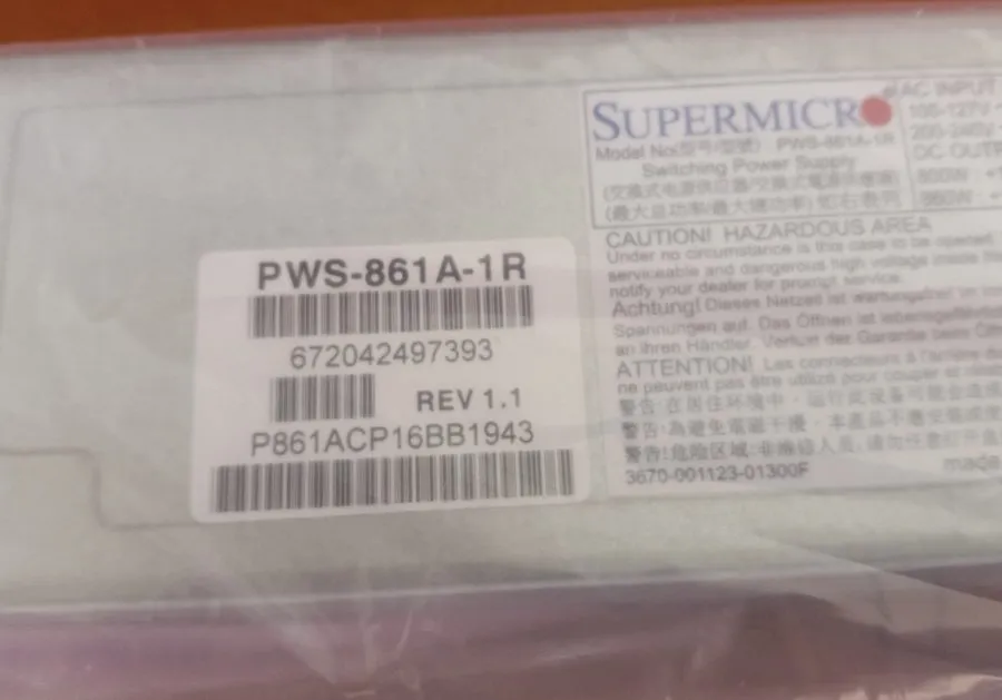 Блок питания Supermicro 800W/860W 1U Redundant Power Supply (PWS-861A-1R)