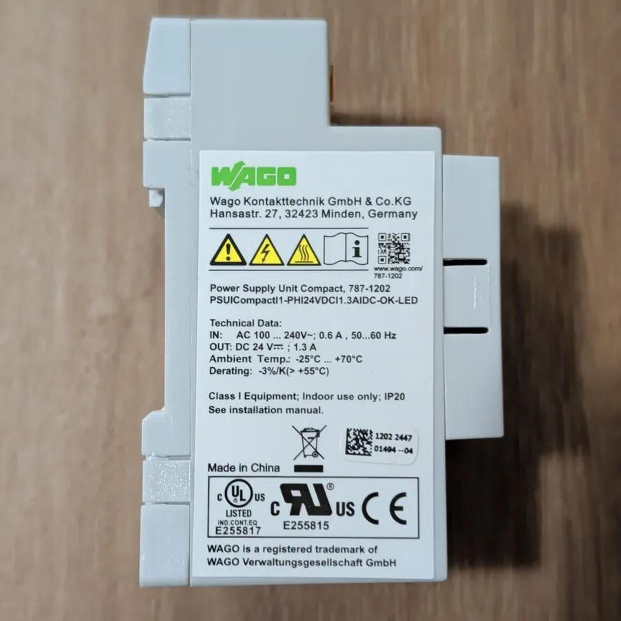 Блок питания WAGO 787-1202 Compact DIN Rail Power Supply 24VDC 1.3A Adjustable O — фото лота 1