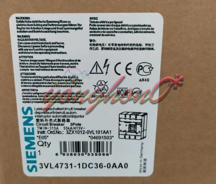 Автоматический выключатель Siemens 3VL4731-1DC36-0AA0 (3VL4740-1AA36-0AA0+3VL943
