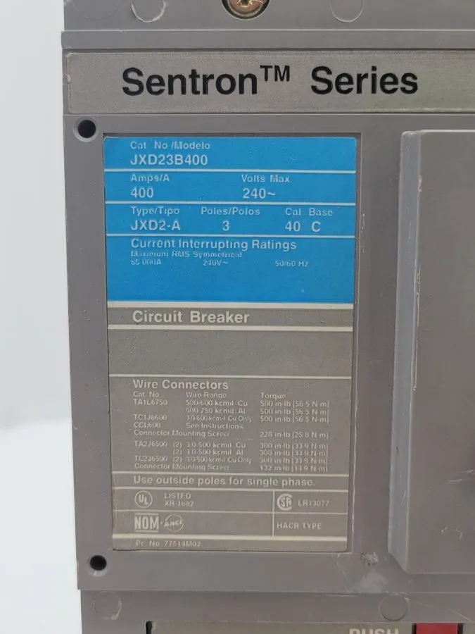 Автоматический выключатель SIEMENS SENTRON JXD2-A CIRCUIT BREAKER JXD23B400 400A