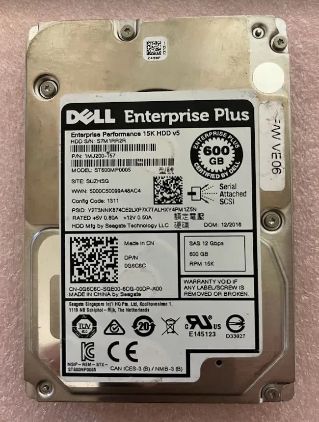 Жёсткий диск 4HGTJ ST600MP0005 Dell ENTERPRISE 600GB 15K SAS 2.5"12G HDD Hard Dr
