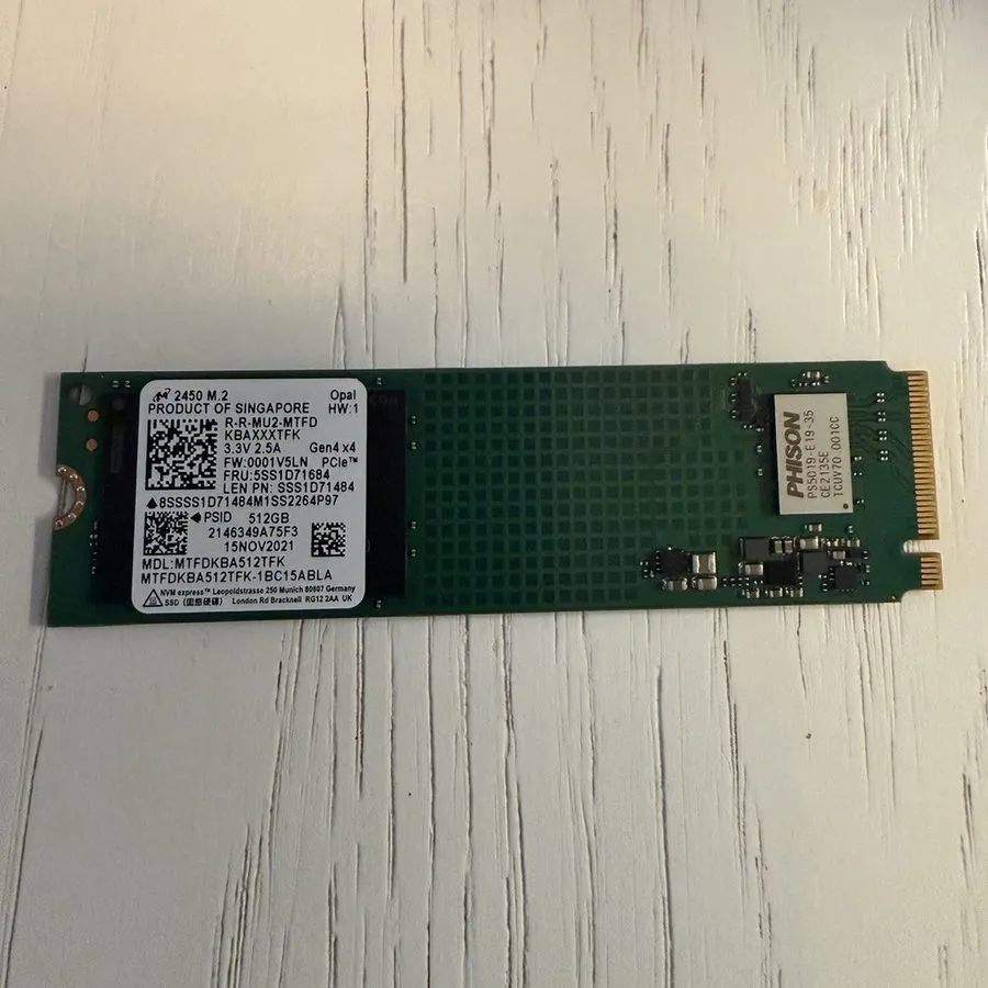SSD-накопитель Micron 512GB 2450 M.2 NVMe PCIe Internal SSD Opal MTFDKBA512TFK-1
