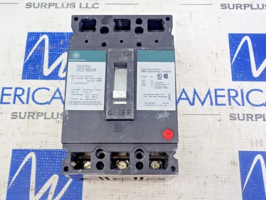 Автоматический выключатель GE Ted134020V 3-Pole 20A 480V 18kA Bolt-On Circuit Br