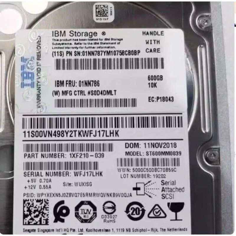 Жёсткий диск IBM 01NN786 01NN787 600GB 10K SAS 2.5'' 00VN498 Hard Drive HDD