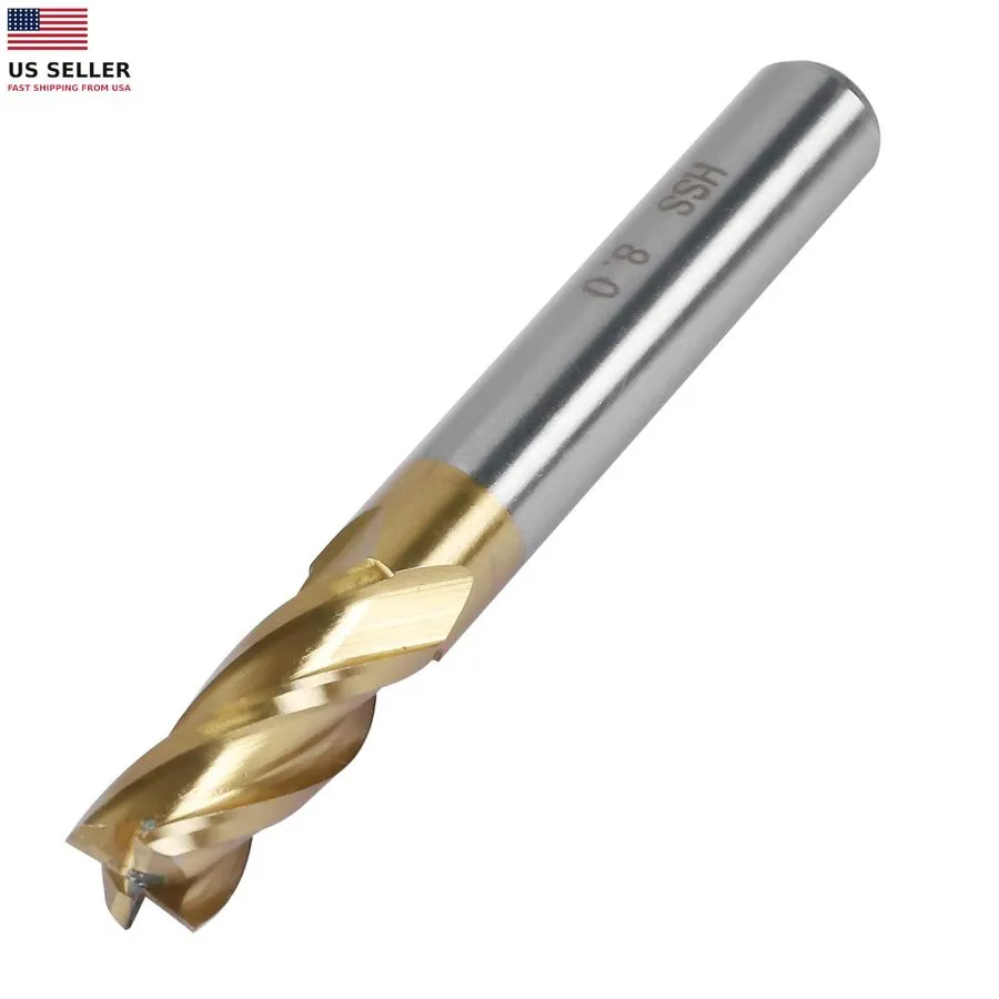 Режущий инструмент 4-Flute Titanium Coat Carbide End Mill Bits, 5/16 Inch/8 Mm H — фото лота 2