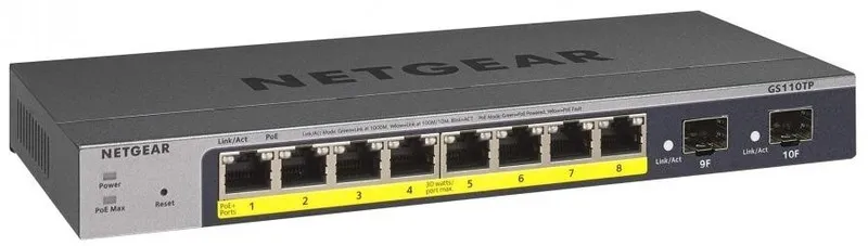 Коммутатор NETGEAR GS110TPv3 8 Port Gigabit PoE+ Ethernet Smart Switch 2 SFP GS1