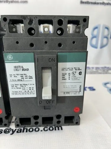Автоматический выключатель GE TED134015WL 15A 3-Pole 480V AC E-Frame Circuit Bre — фото лота 1