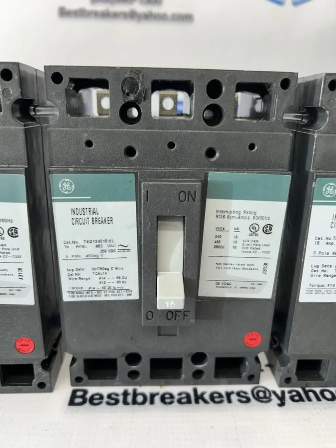 Автоматический выключатель GE TED134015WL 15A 3-Pole 480V AC E-Frame Circuit Bre — фото лота 2