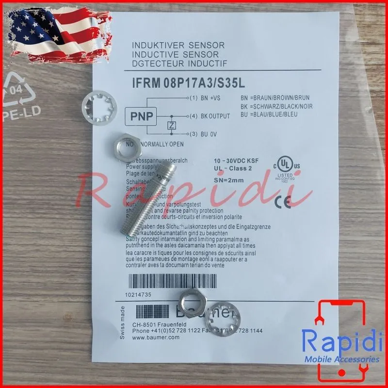 Датчик приближения BAUMER IFRM 08P17A3/S35L PLC INDUCTIVE PROXIMITY SENSOR, M8 2