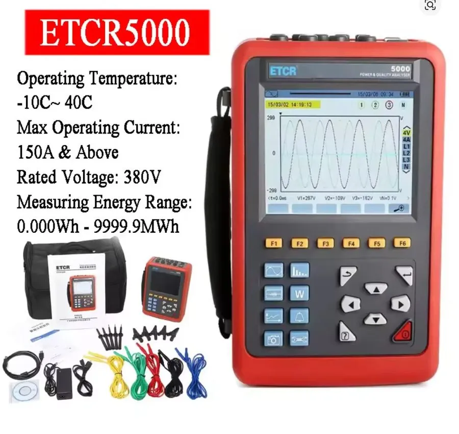 Анализатор ETCR5000 Power Quality Analyzer 3 Phase Power Energy Meter + Current 