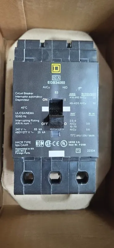 Автоматический выключатель Square D EGB34050 3 Pole 50 Amp 480V Circuit Breaker — фото лота 3